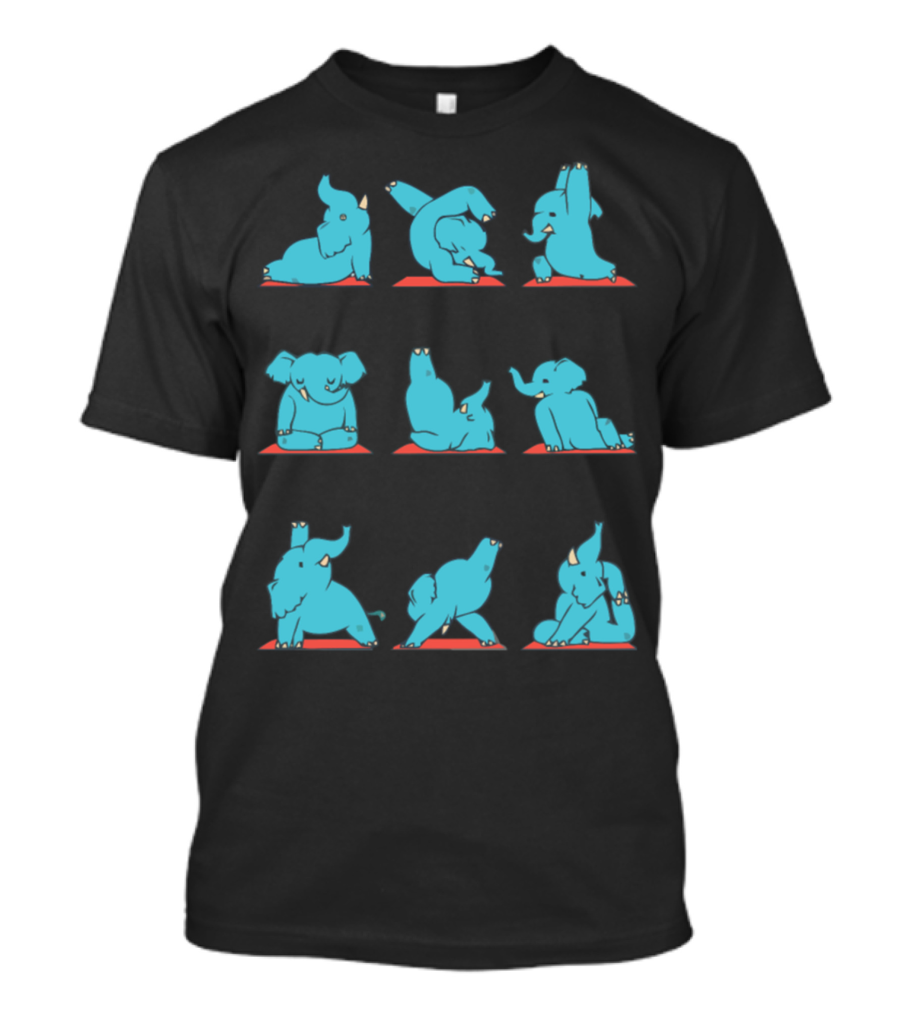 Elephant Yoga Poses Pattern Playful Meditation Animals T-Shirt