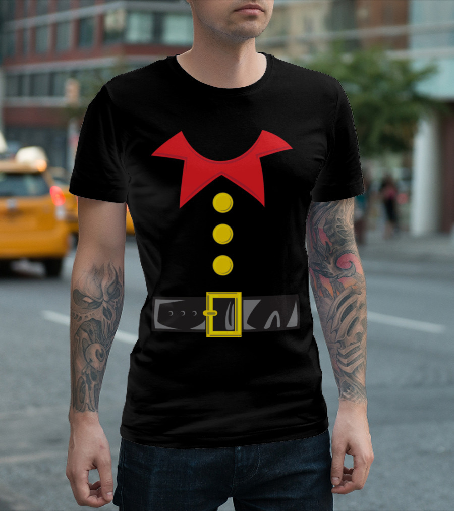 Elf Costume Collar Buttons Belt Holiday T-Shirt