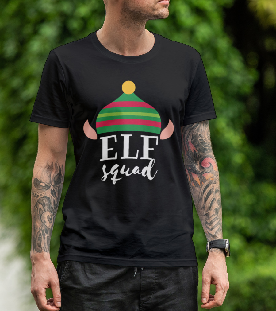 Elf Squad Festive Hat Ears Christmas Holiday T-Shirt
