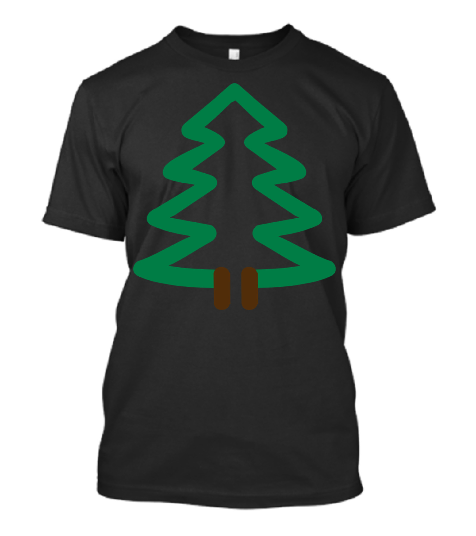 Fir Tree Simple Green Line T-Shirt