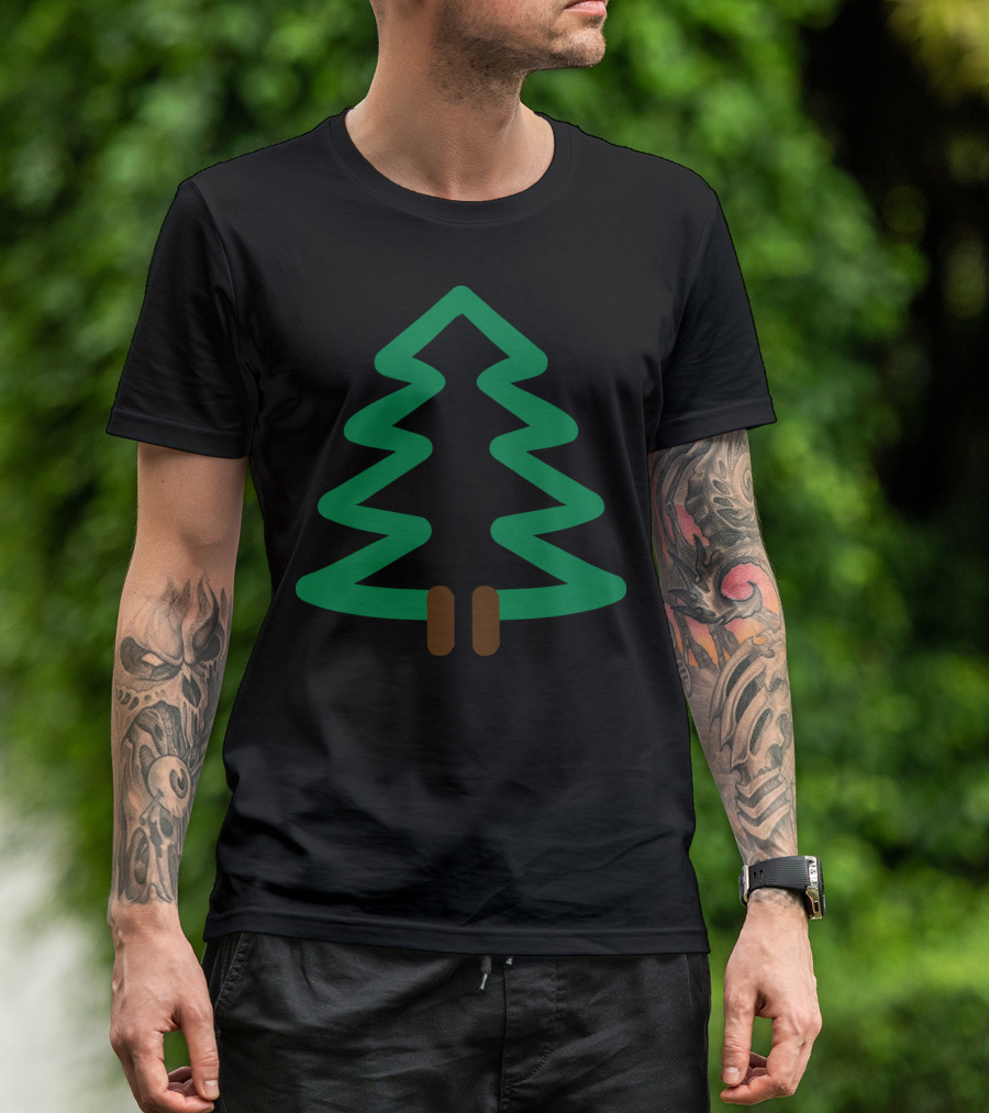 Fir Tree Simple Green Line T-Shirt