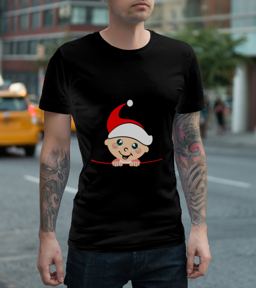 Baby's First Christmas On The Inside Maternity Belly Santa Hat T-Shirt