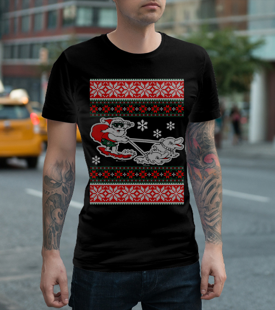 Santa Ice Fishing Ugly Christmas T-Shirt