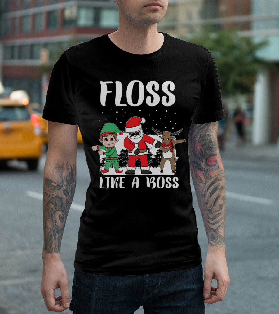 Floss Like A Boss Santa Elf Reindeer Christmas Dance T-Shirt