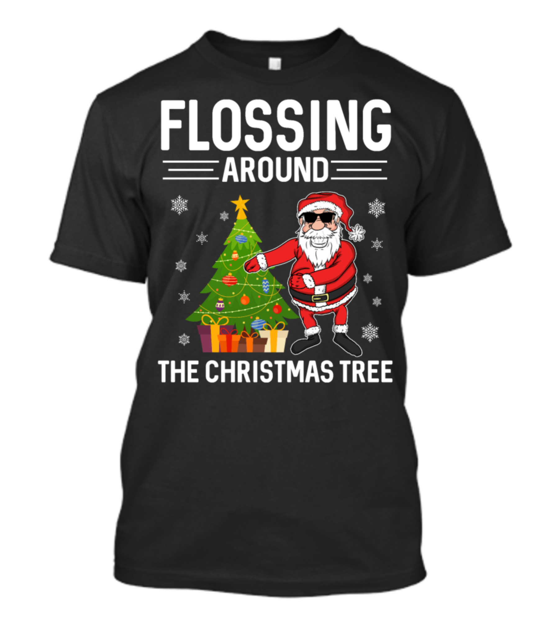 Flossing Around The Christmas Tree Santa Claus T-Shirt