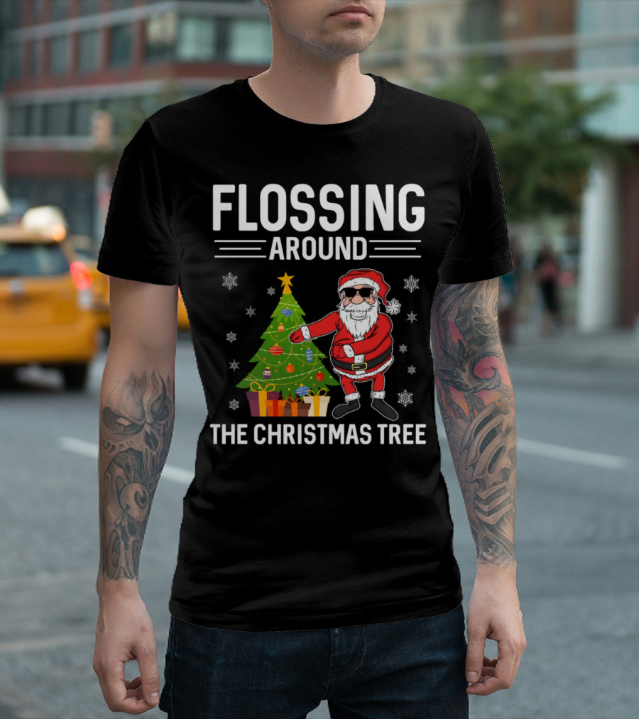 Flossing Around The Christmas Tree Santa Claus T-Shirt