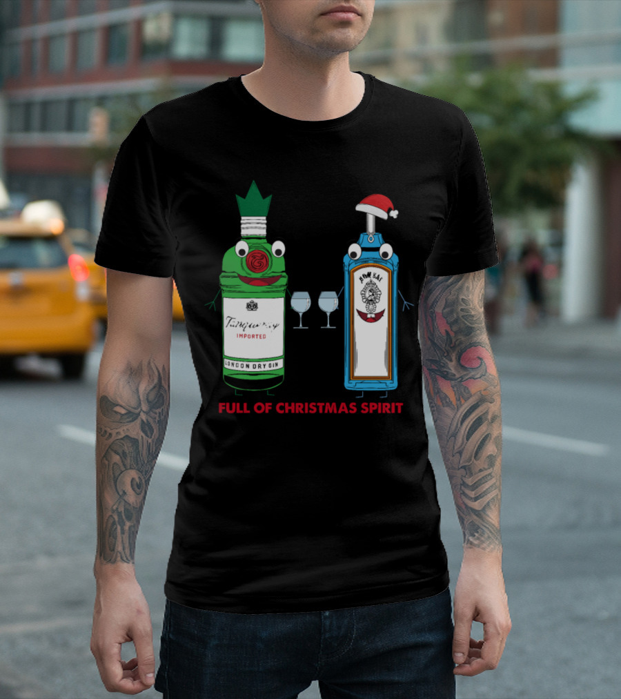 Full Of Christmas Spirit London Dry Gin Cheers With Santa Hat Bombay Sapphire T-Shirt