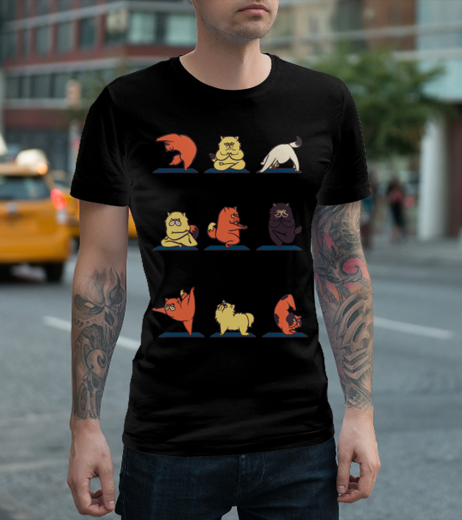 Funny Cat Yoga Poses for Yoga Lover T-Shirt
