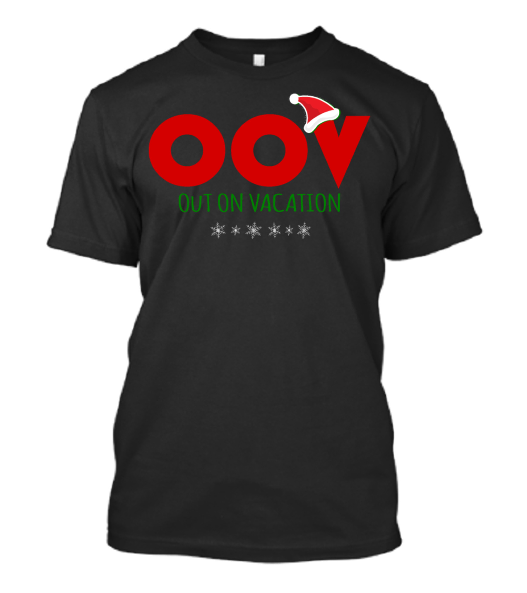 OOV Out On Vacation Christmas Hat Snowflakes T-Shirt
