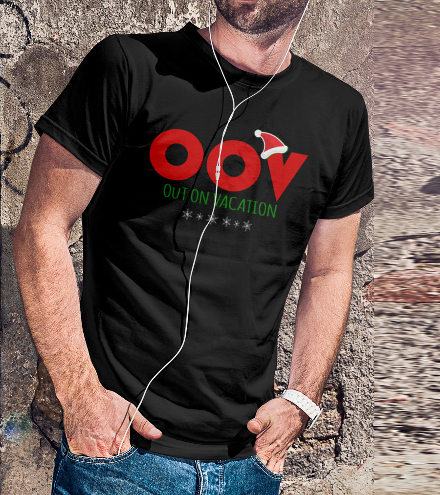 OOV Out On Vacation Christmas Hat Snowflakes T-Shirt