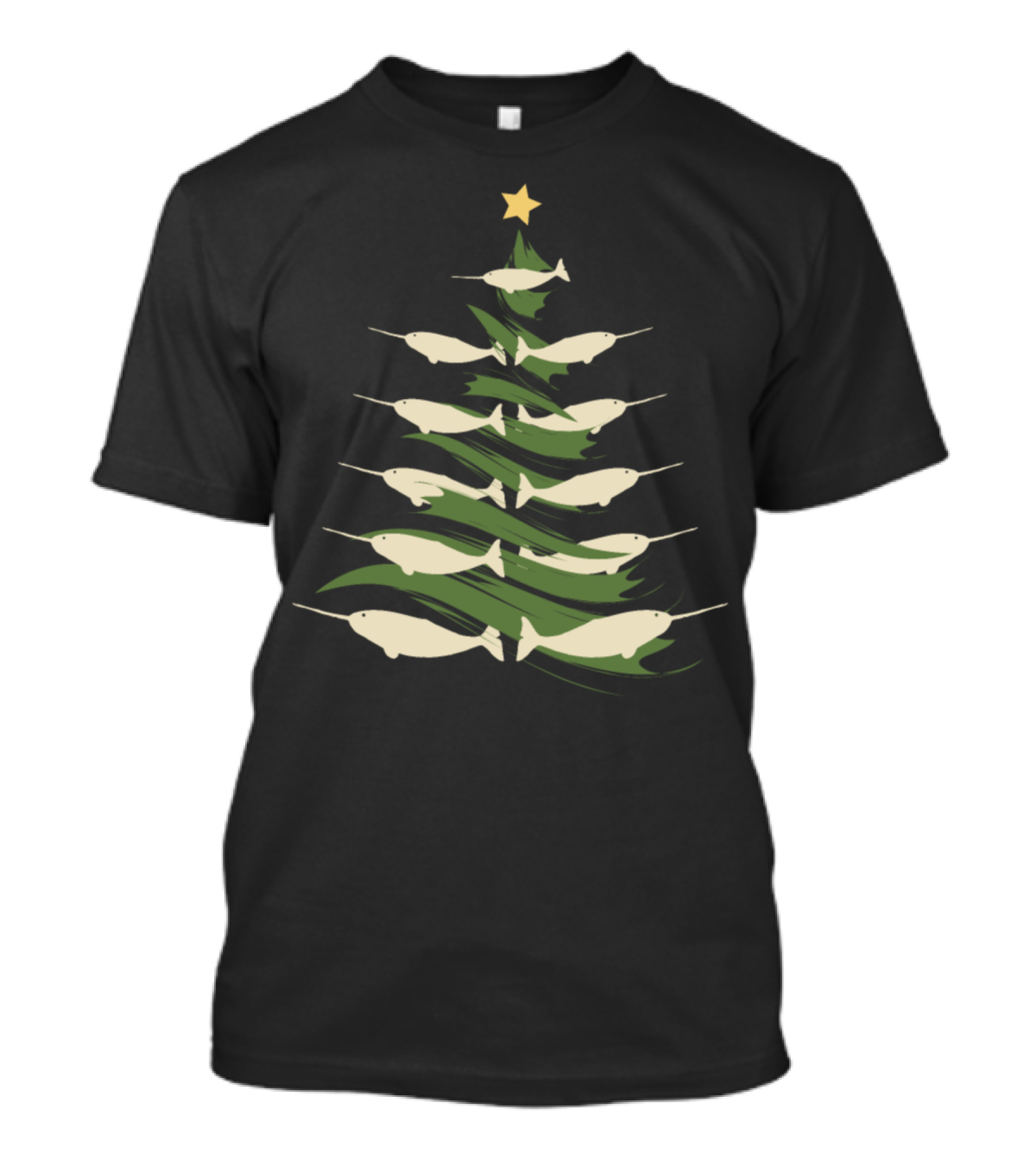 Christmas Tree Made Of Narwhals For Holiday And Ocean Lovers T-Shirt