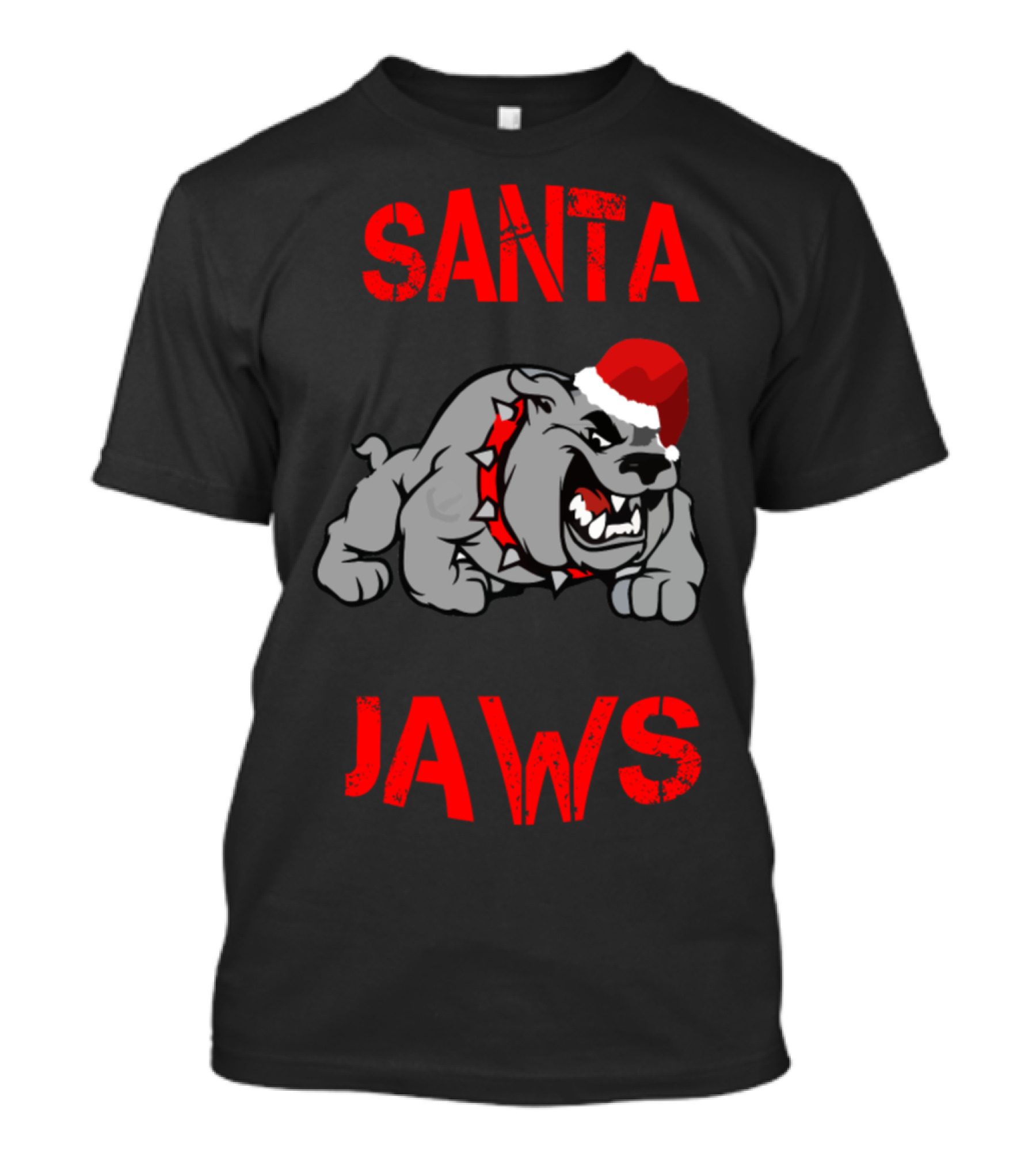 SANTA JAWS Funny Christmas Santa Bulldog T-Shirt