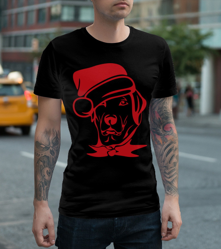 Funny Christmas Santa Labrador Dog Wearing Festive Hat T-Shirt