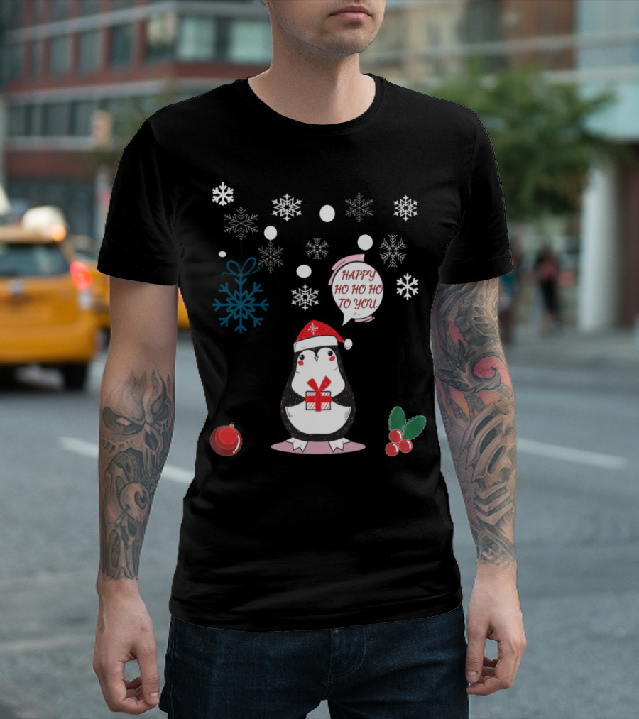 Happy Ho Ho Ho To You Penguin Snowflakes Gift T-Shirt