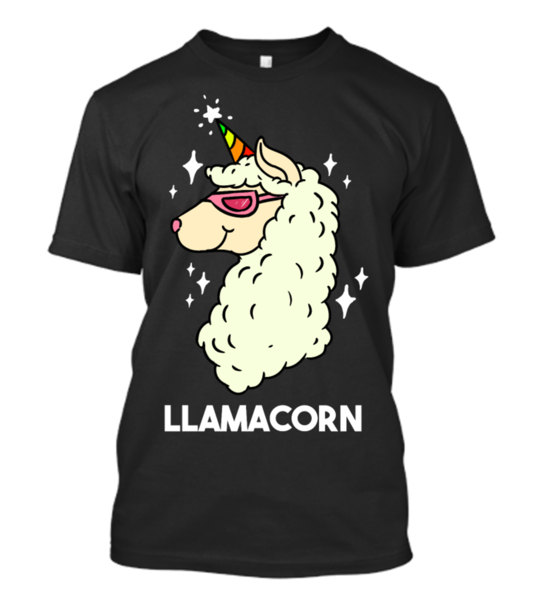 Funny Llamacorn Unicorn Alpaca Lama With Rainbow Horn And Sunglasses T-Shirt