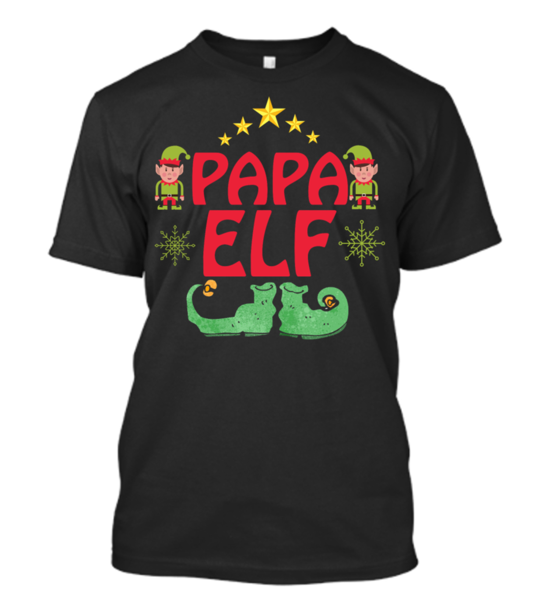 Papa Elf Funny Christmas Elf Shoes And Stars T-Shirt