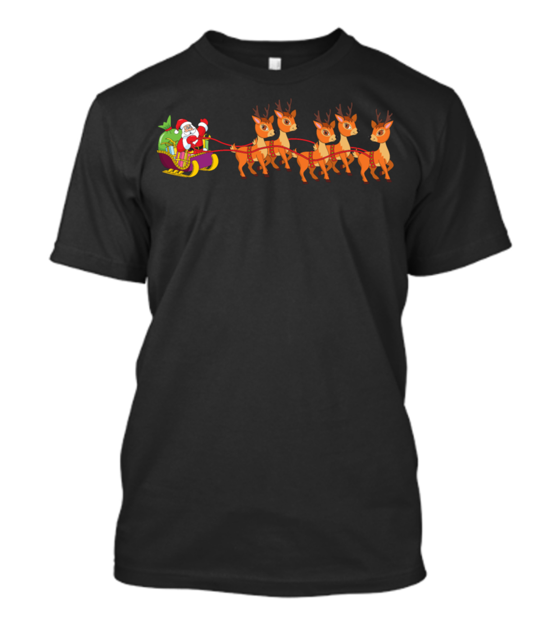 Funny Reindeer Grinch Santa Sleigh T-Shirt