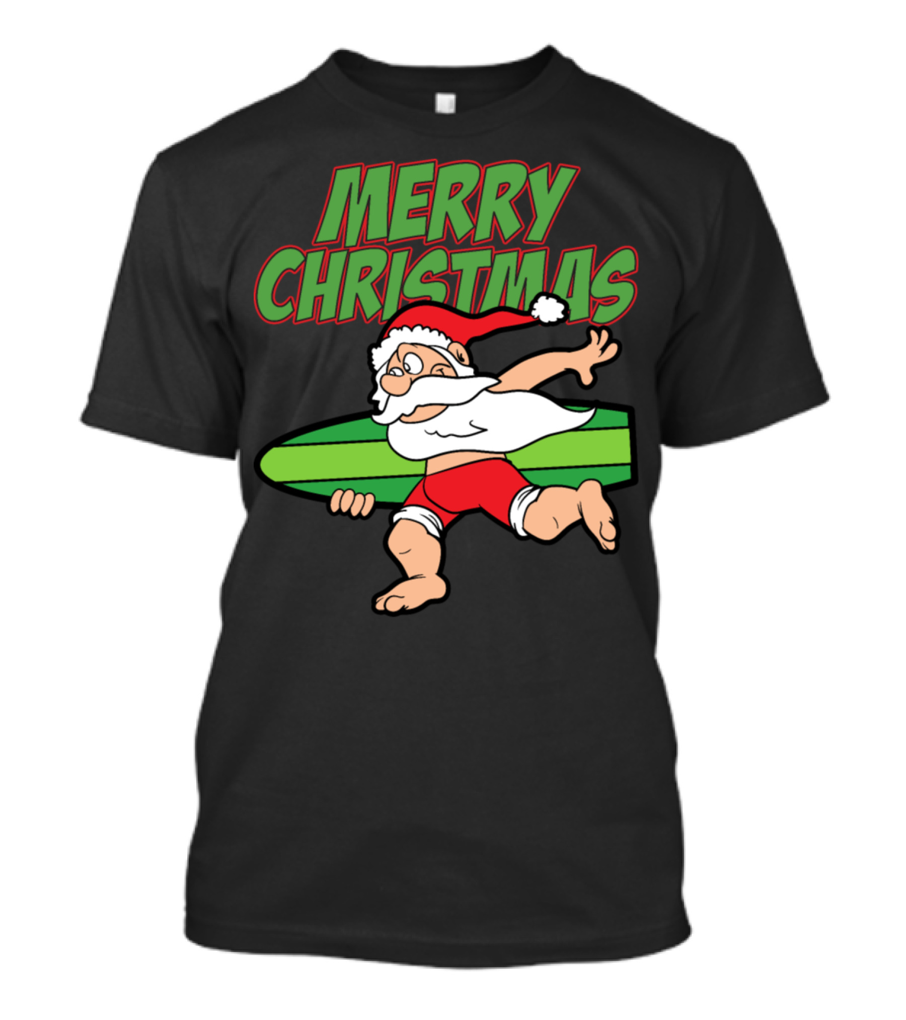 Merry Christmas Funny Santa Claus Surfing Xmas T-Shirt