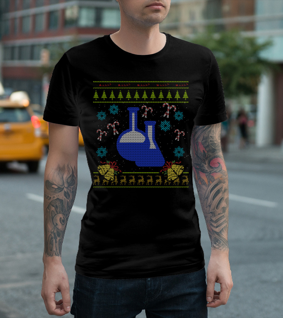 Funny Science Holiday Flask Ugly Christmas T-Shirt