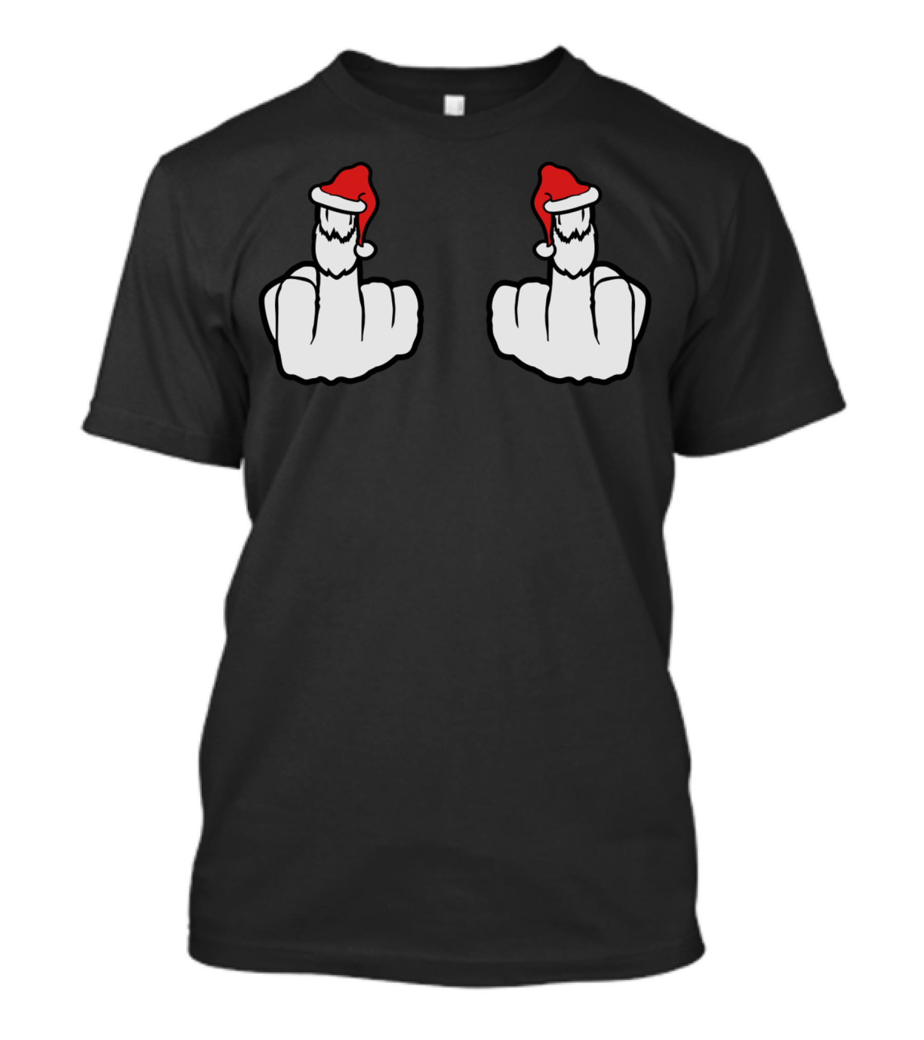 2 Hands Christmas Santa Claus Middle Finger Gesture T-Shirt