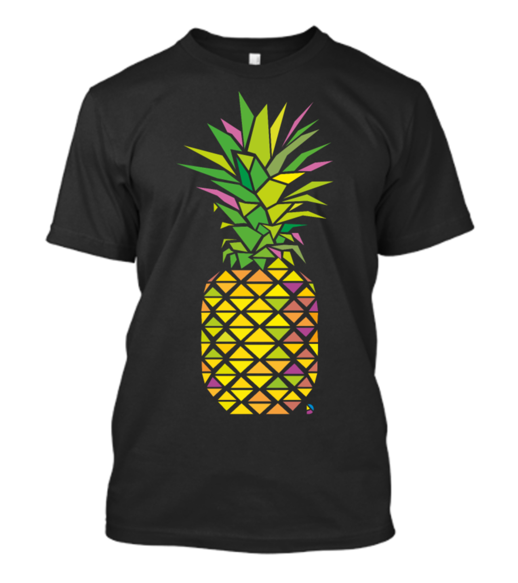 Ad Pineapple Geometric Tropical Multicolor T-Shirt