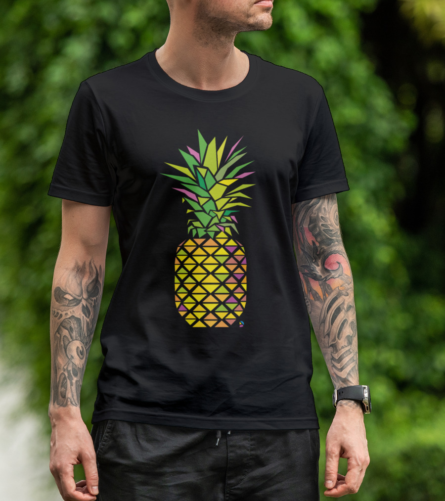 Ad Pineapple Geometric Tropical Multicolor T-Shirt