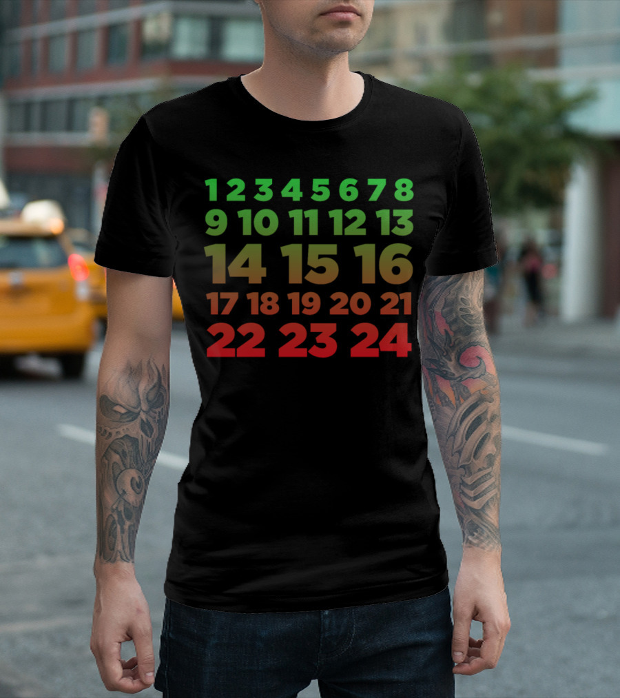 Advent Calendar Numbers Green Red Countdown Christian T-Shirt