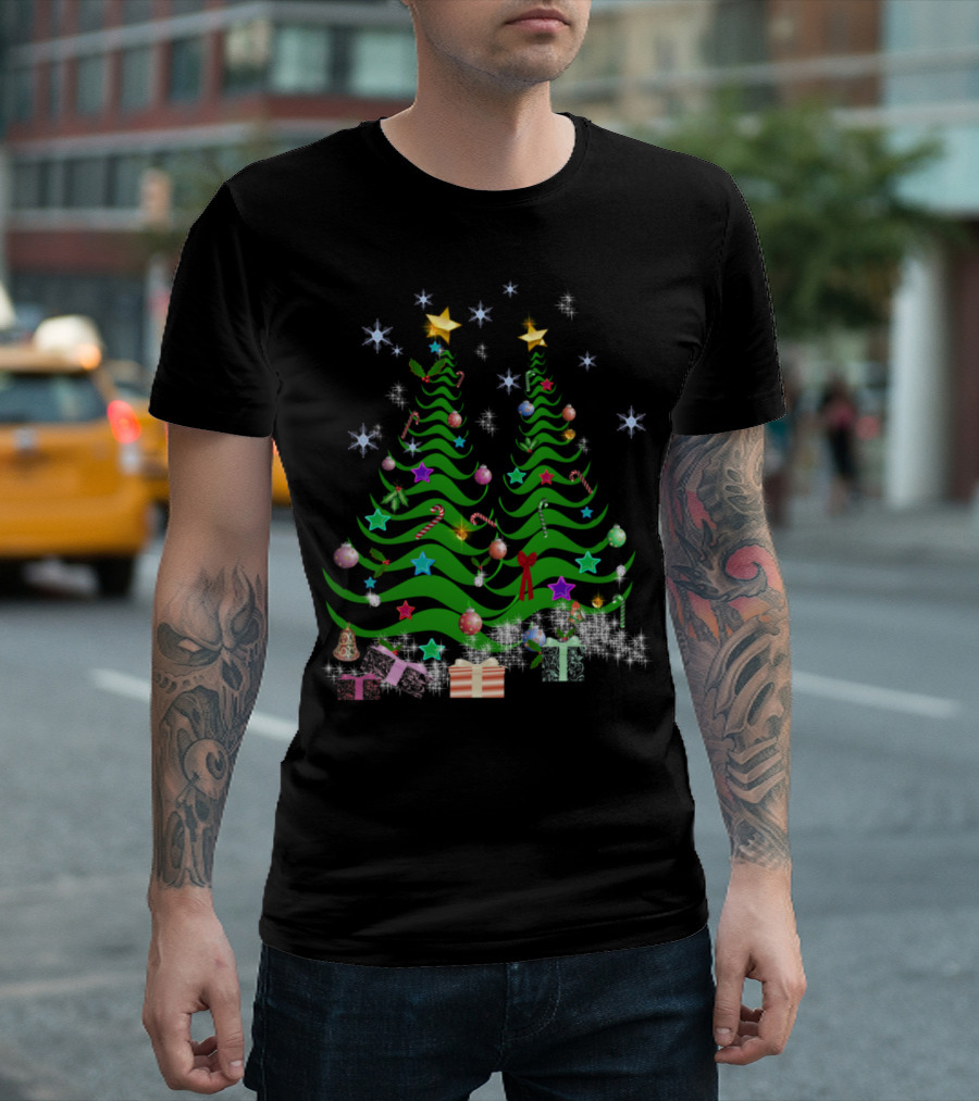 Artsy Christmas Tree Stars Ornaments Gifts Snowflakes T-Shirt