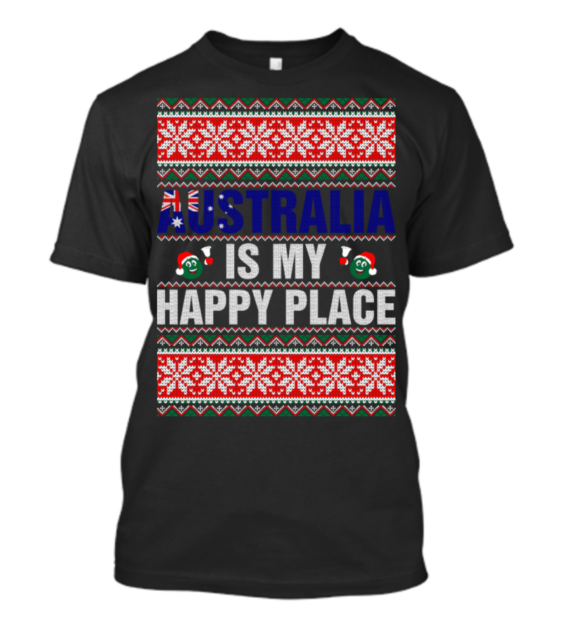 Australia Is My Happy Place Ugly Christmas T-Shirt