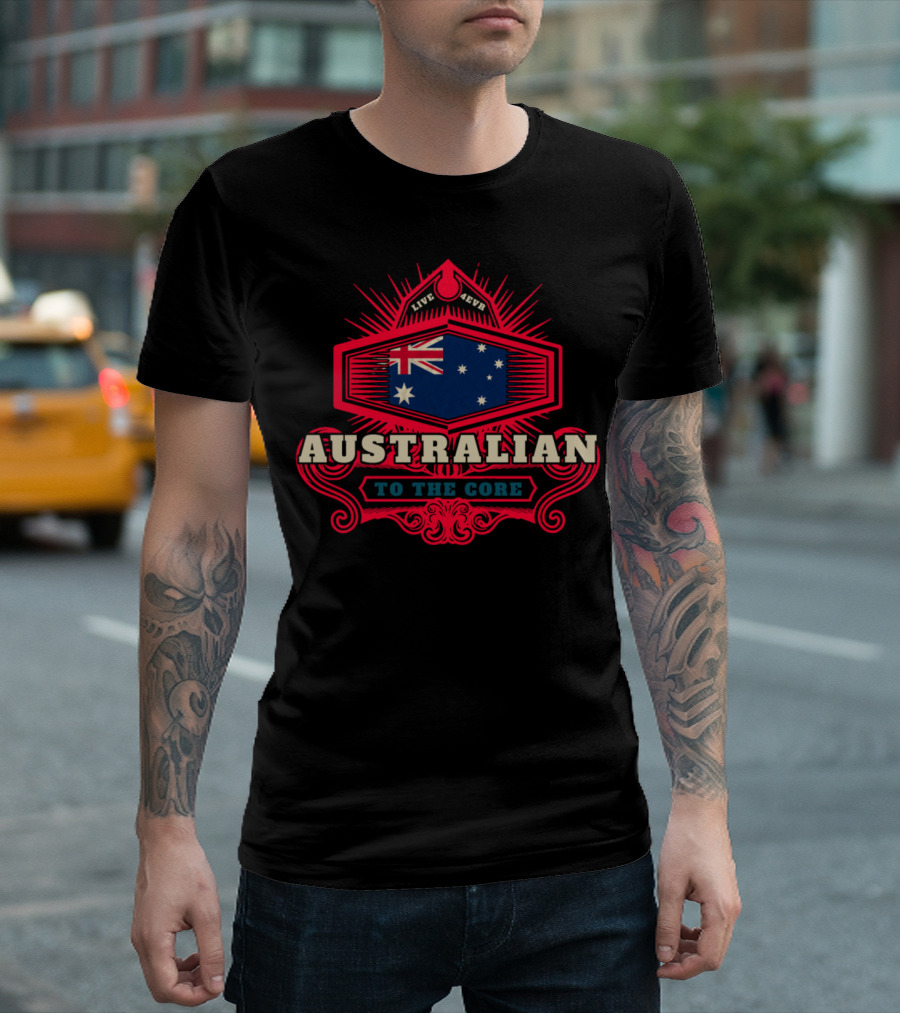 Live Free Australian to the Core Flag Badge T-Shirt
