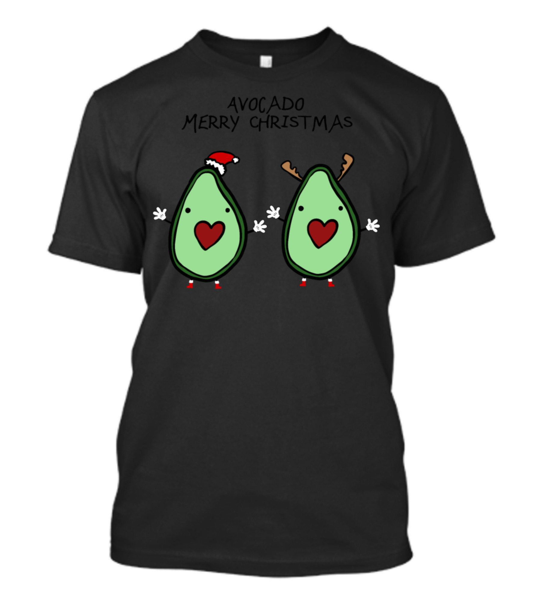 Avocado Merry Christmas Santa Reindeer Holiday T-Shirt