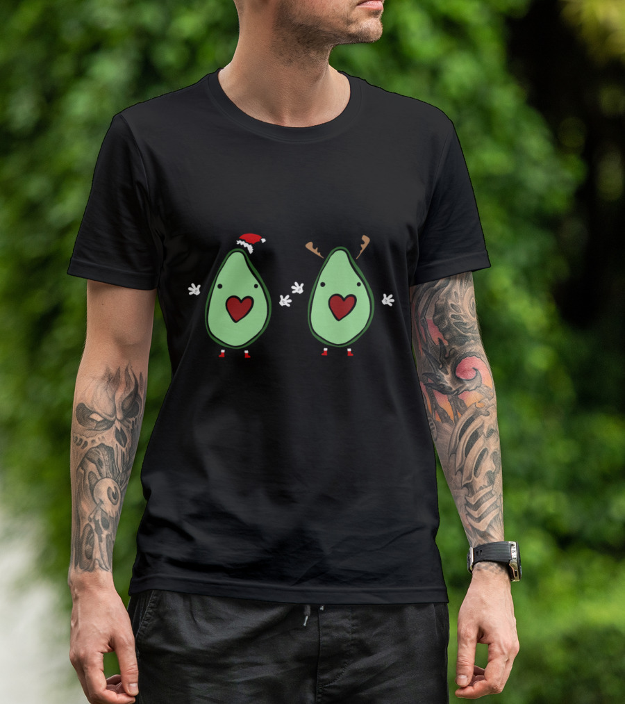 Avocado Merry Christmas Santa Reindeer Holiday T-Shirt