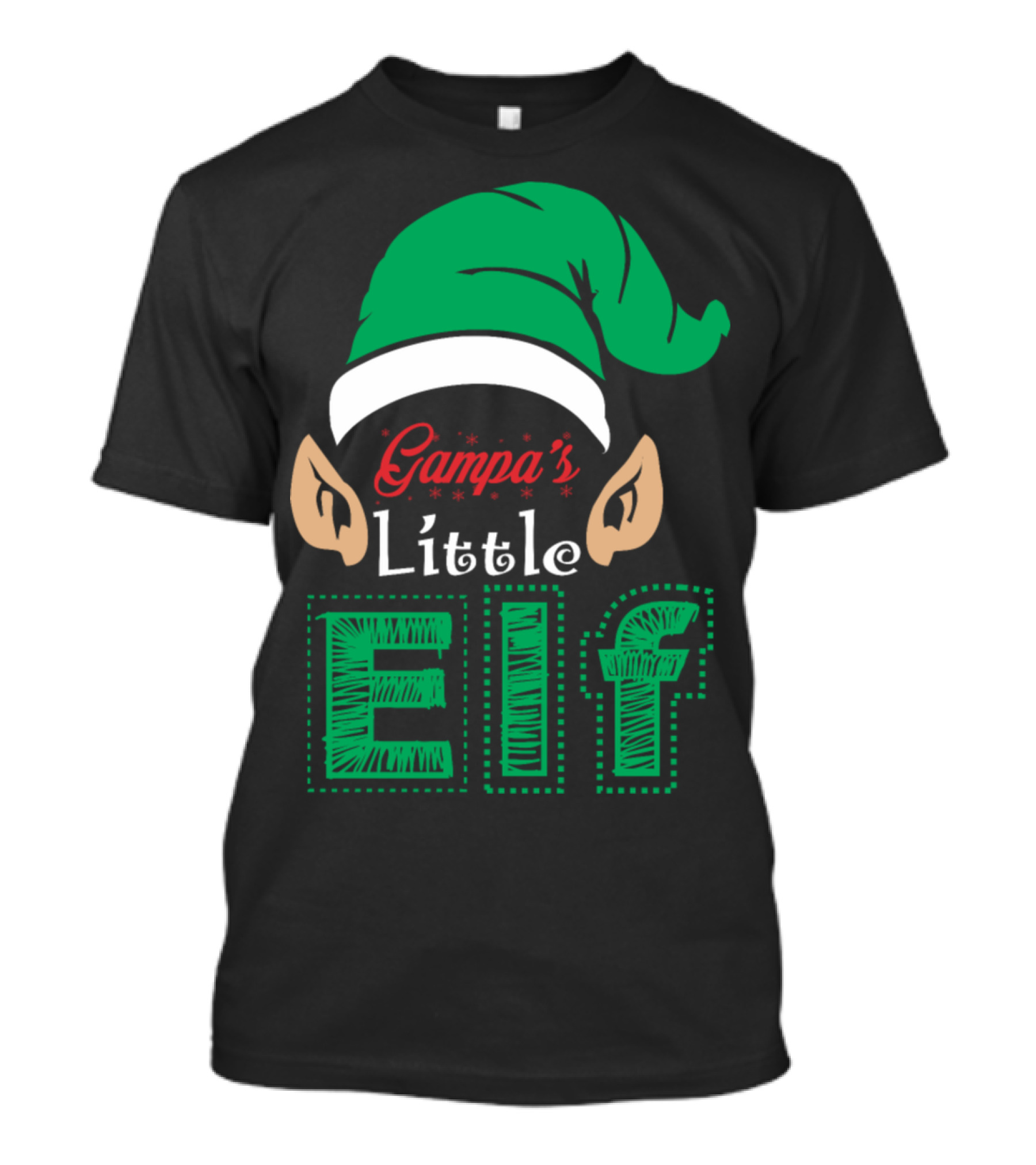 Gampa's Little Elf Festive Green Hat And Ears T-Shirt