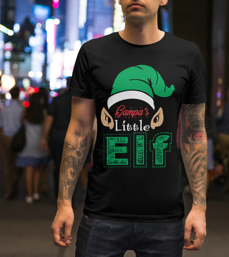 Gampa's Little Elf Festive Green Hat And Ears T-Shirt