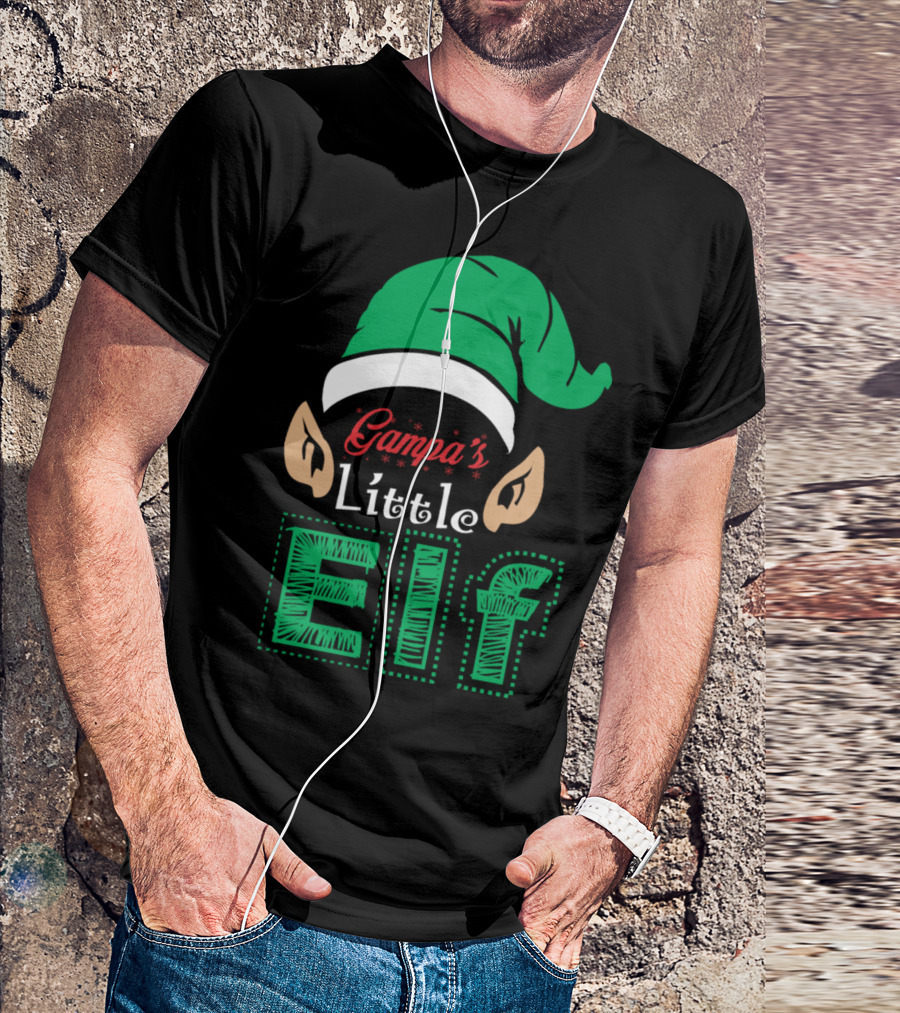 Gampa's Little Elf Festive Green Hat And Ears T-Shirt