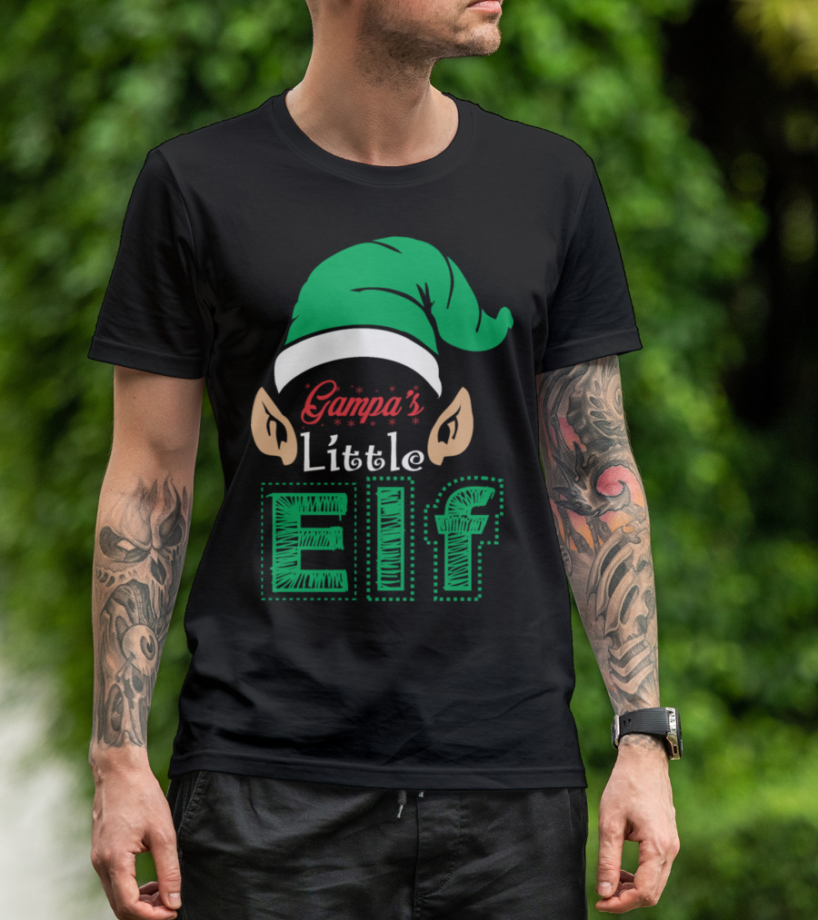 Gampa's Little Elf Festive Green Hat And Ears T-Shirt