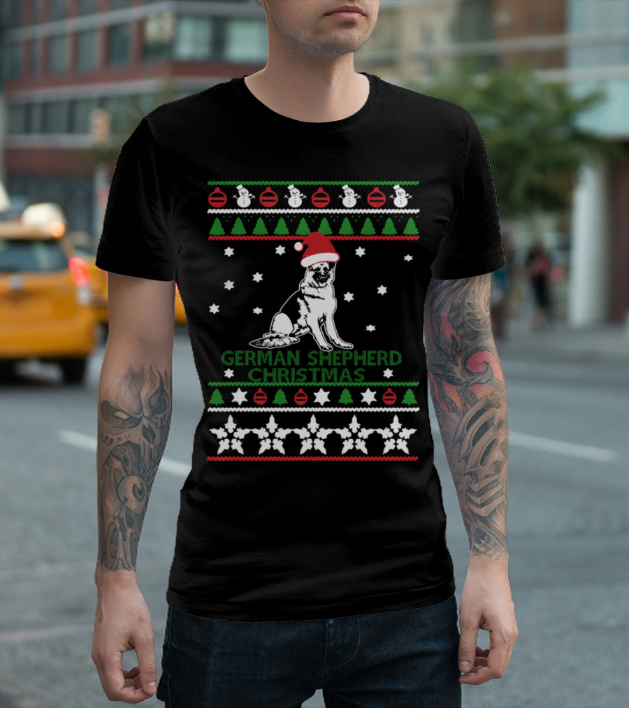 German Shepherd Christmas Festive Holiday T-Shirt