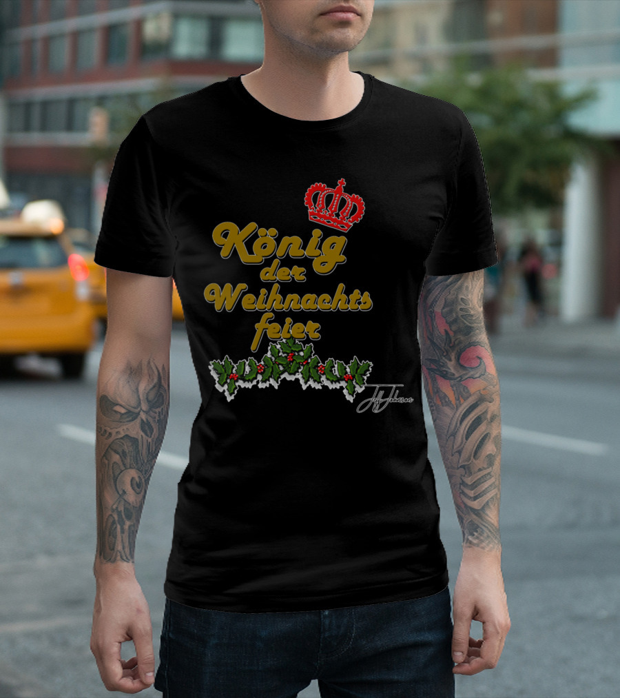 König der Weihnachtsfeier mit Krone und Stechpalme T-Shirt