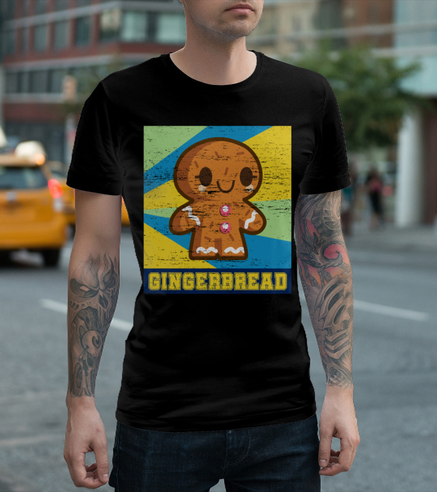 Gingerbread Kawaii Retro Stripes T-Shirt