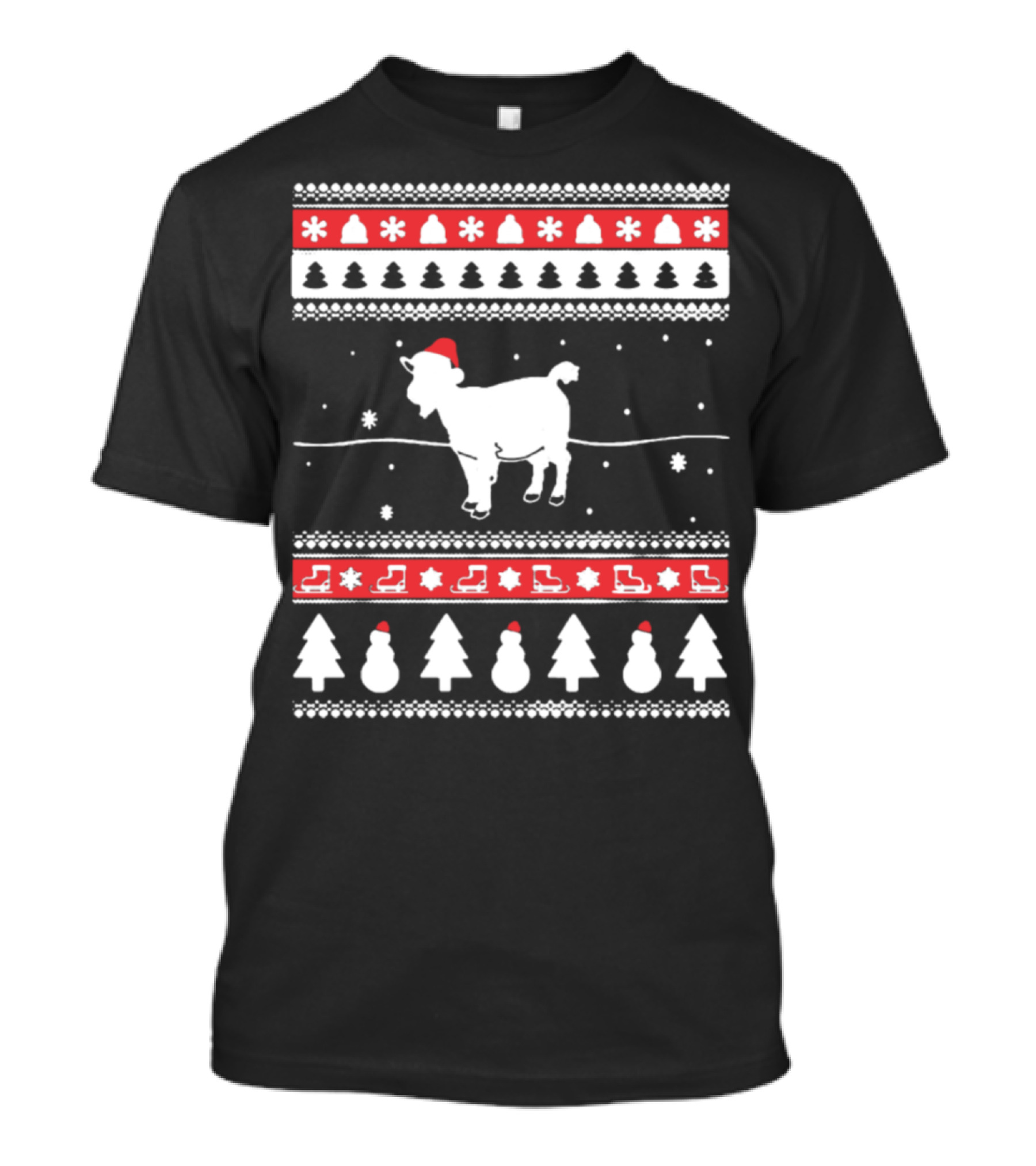 GOAT Ugly Christmas Sweater Santa Hat T-Shirt