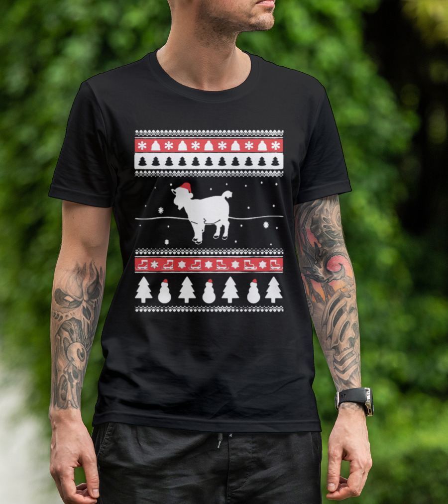 GOAT Ugly Christmas Sweater Santa Hat T-Shirt