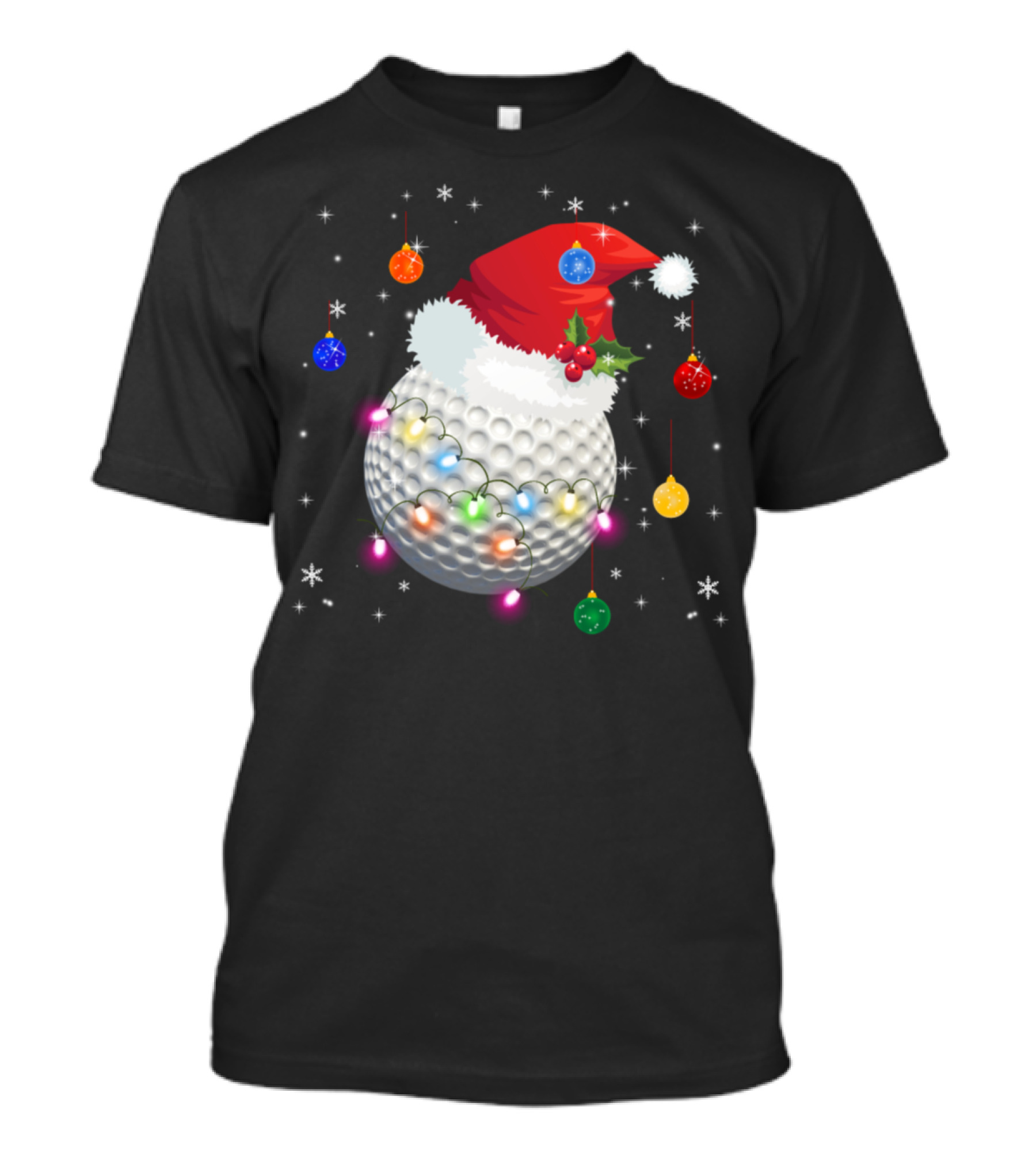 Golf Ball Santa Hat Christmas Lights Holiday Ornaments T-Shirt