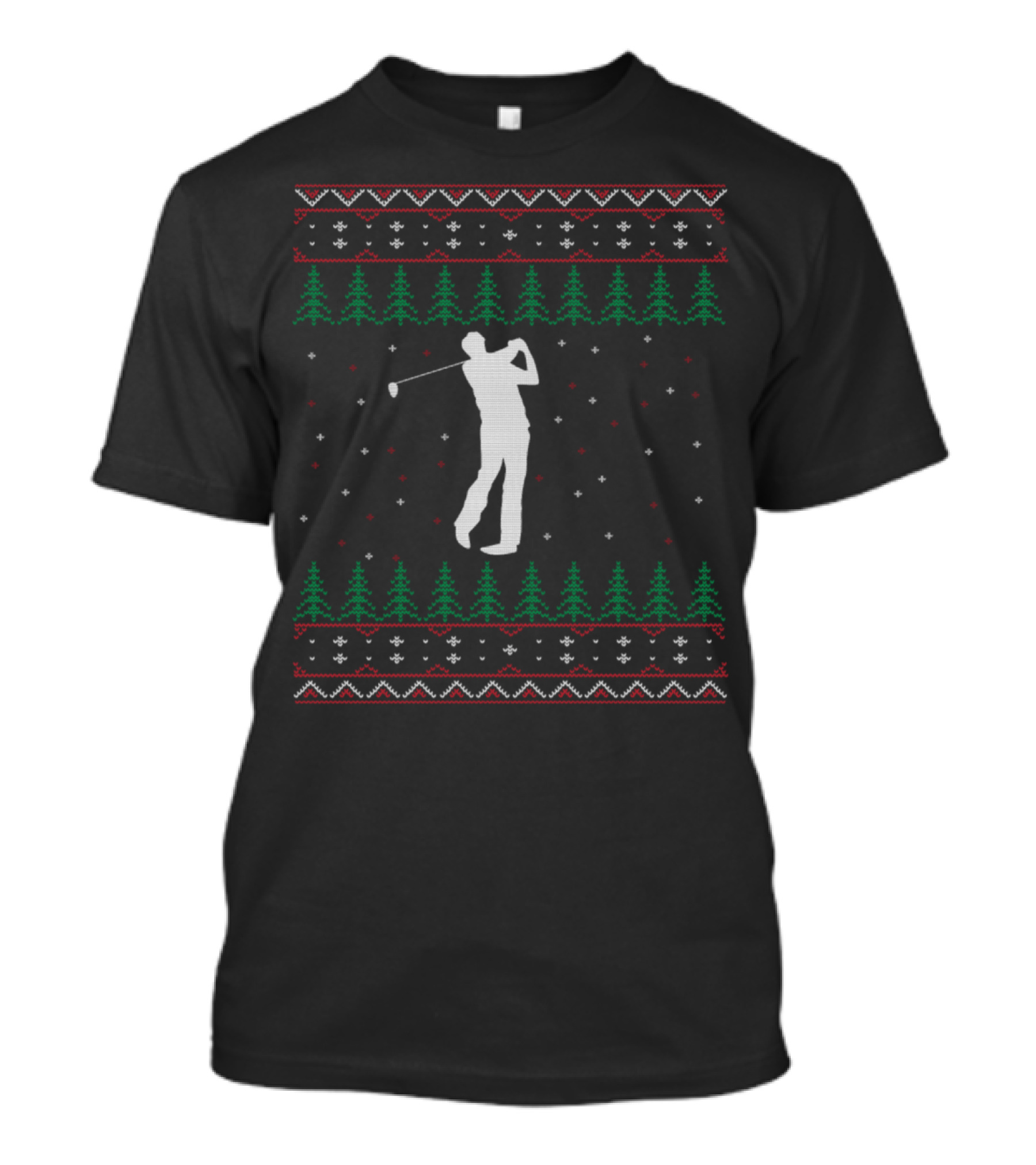 Fair Isle Christmas Golfing Sweater Pattern With Golfer T-Shirt