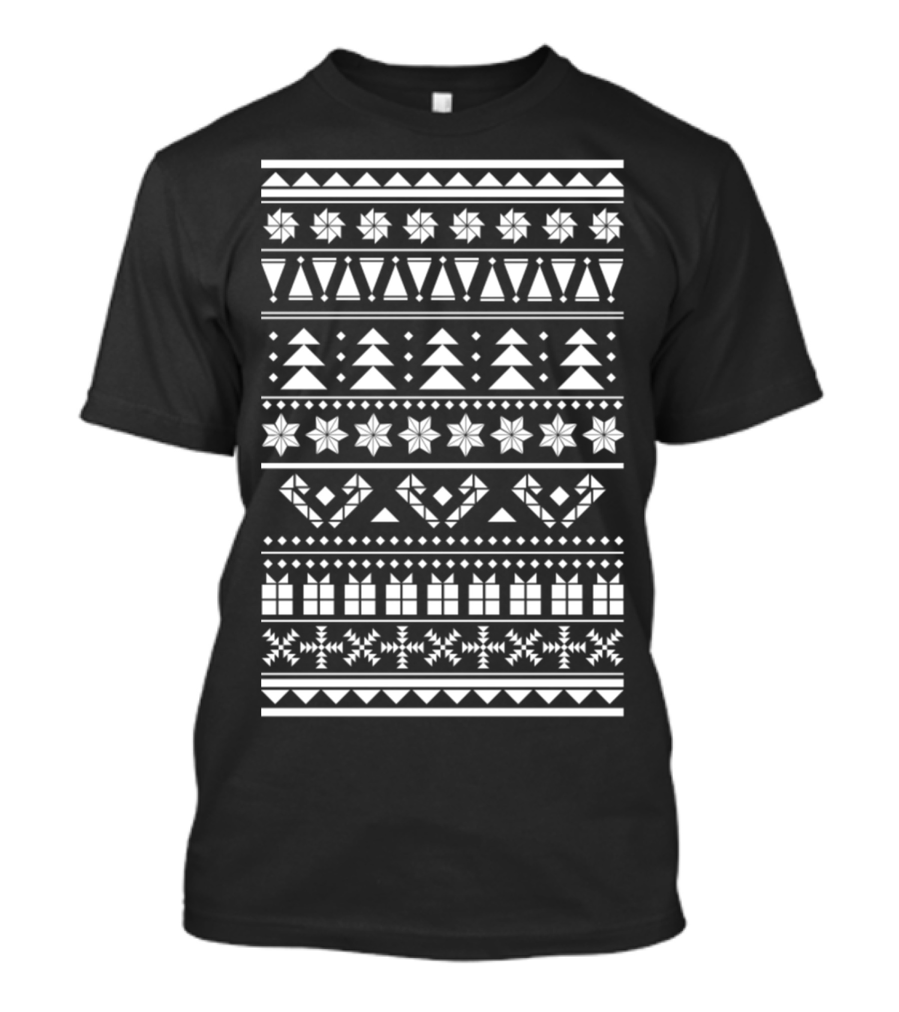 Christmas Trees And Geometric Patterns Ugly T-Shirt