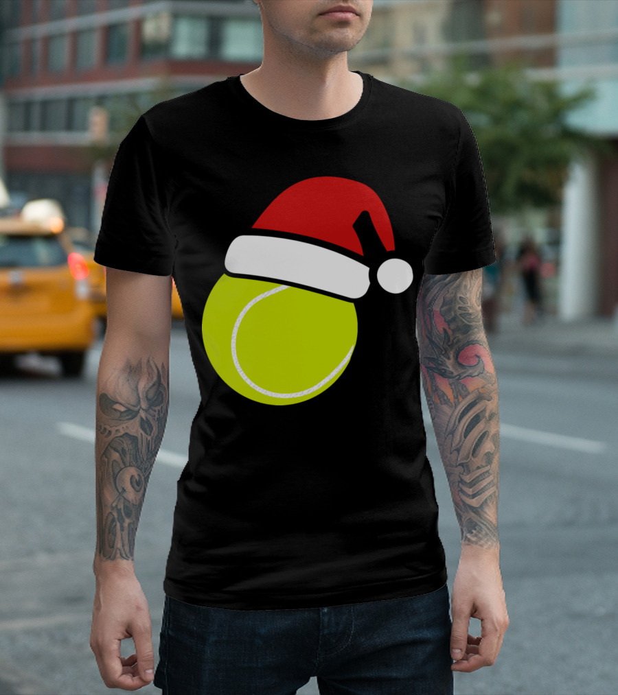 Christmas Tennis Ball Santa Hat T-Shirt