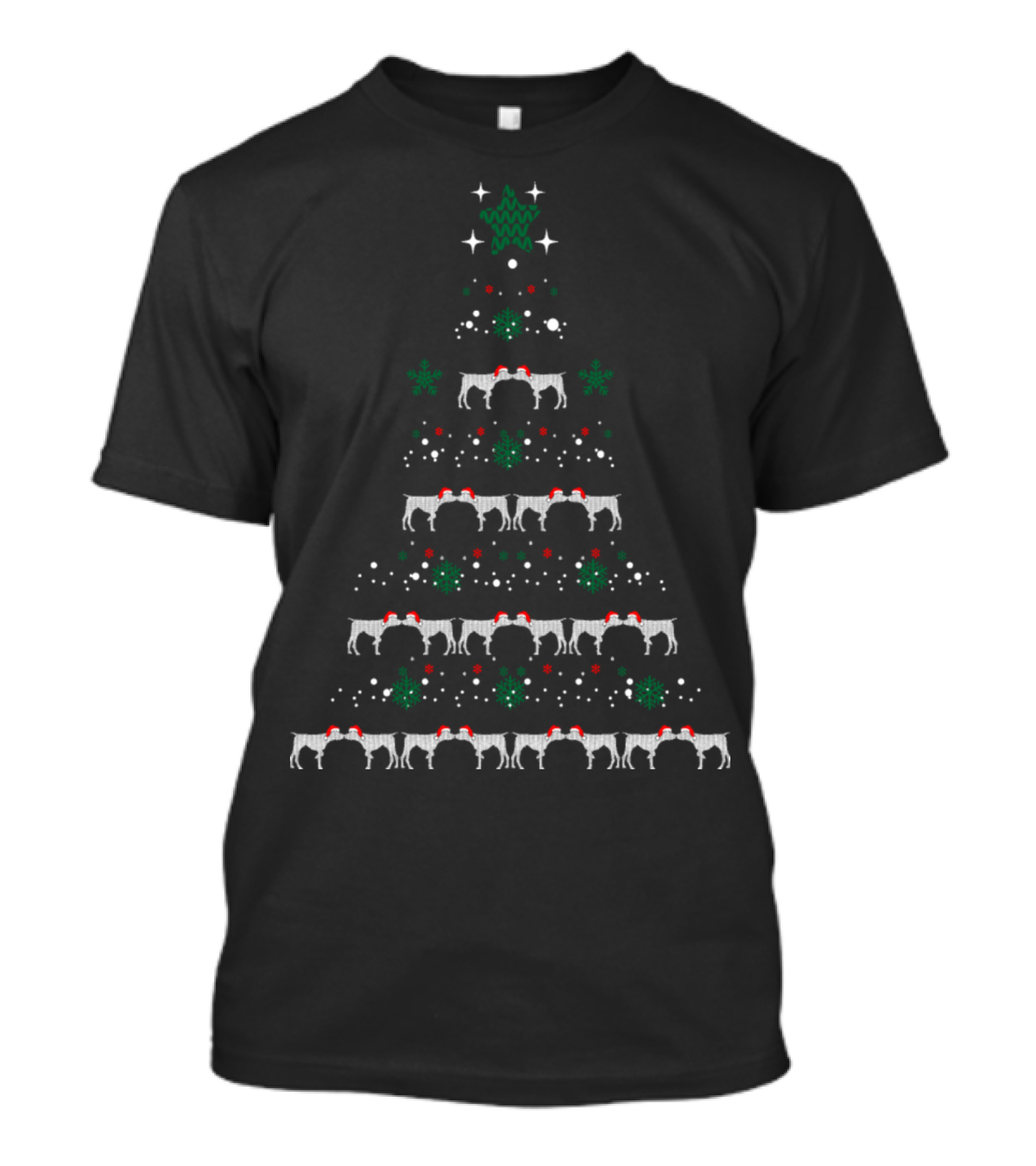 Christmas Tree German Shorthaired Pointer Dog Pattern With Holiday Decorations T-Shirt