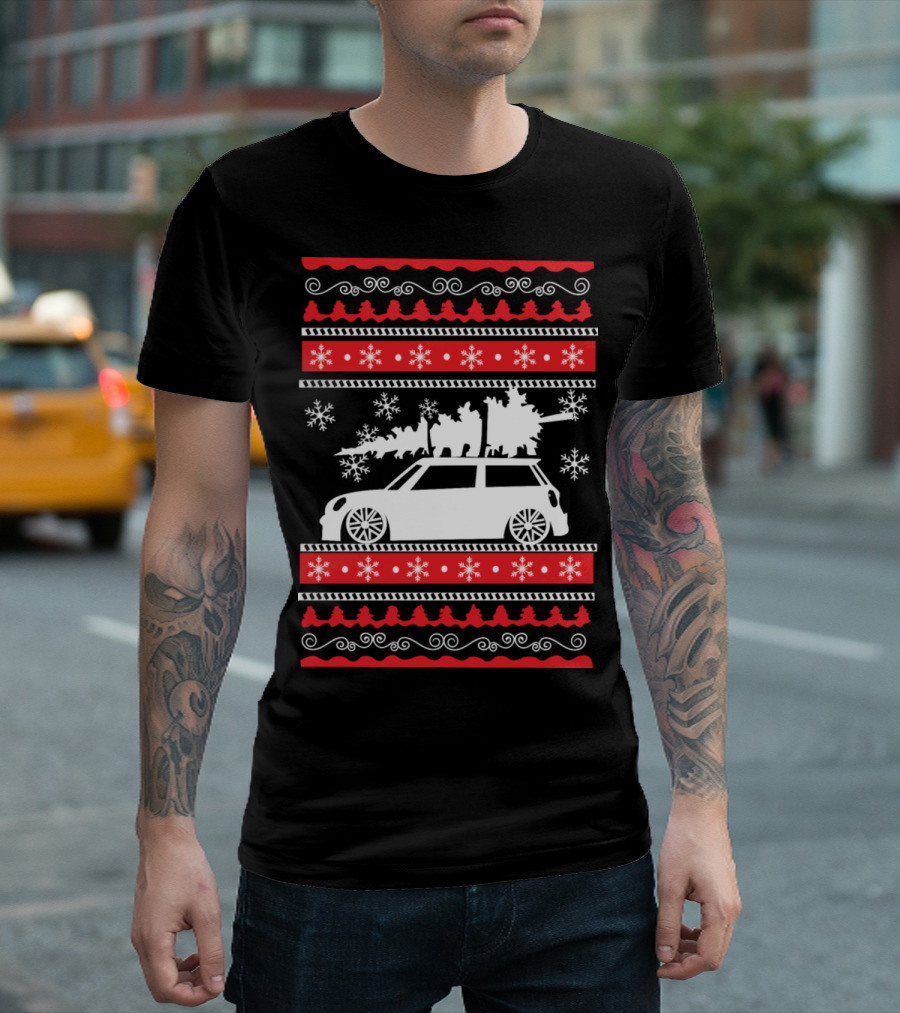 Christmas Tree Animal Parade on Car Snowflake Festive T-Shirt
