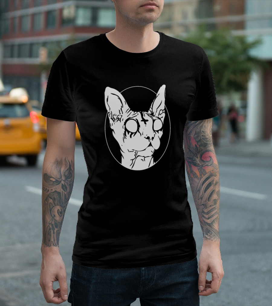 Gothic Hairless Cats Pentagram Satanic Symbols T-Shirt