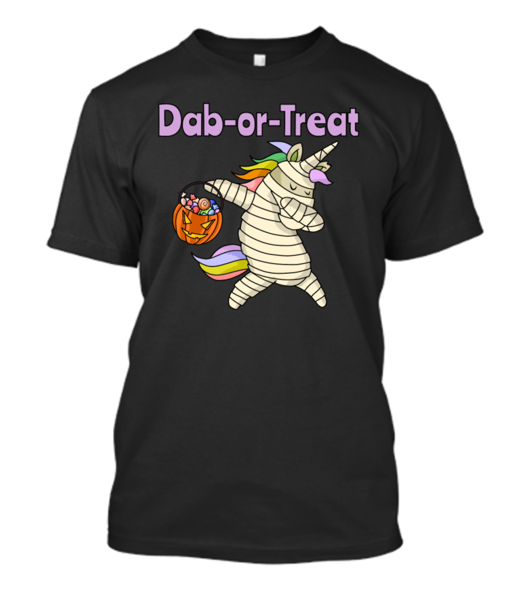Dab-or-Treat Mummy Unicorn With Pumpkin Candy Bucket T-Shirt