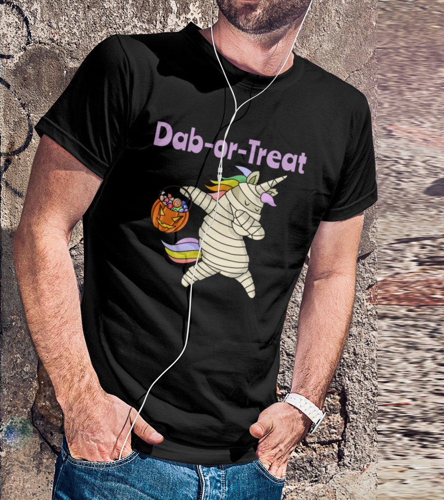 Dab-or-Treat Mummy Unicorn With Pumpkin Candy Bucket T-Shirt